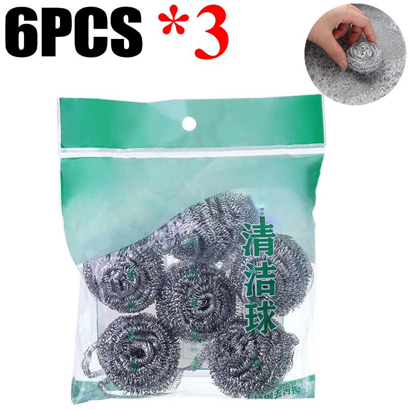 Steel Wire Cleaning Ball Dishwashing Pot Pans Scrubber Stainless Steel Balls Rust Removal Brush Utensil Kitchen Cleaner Tools