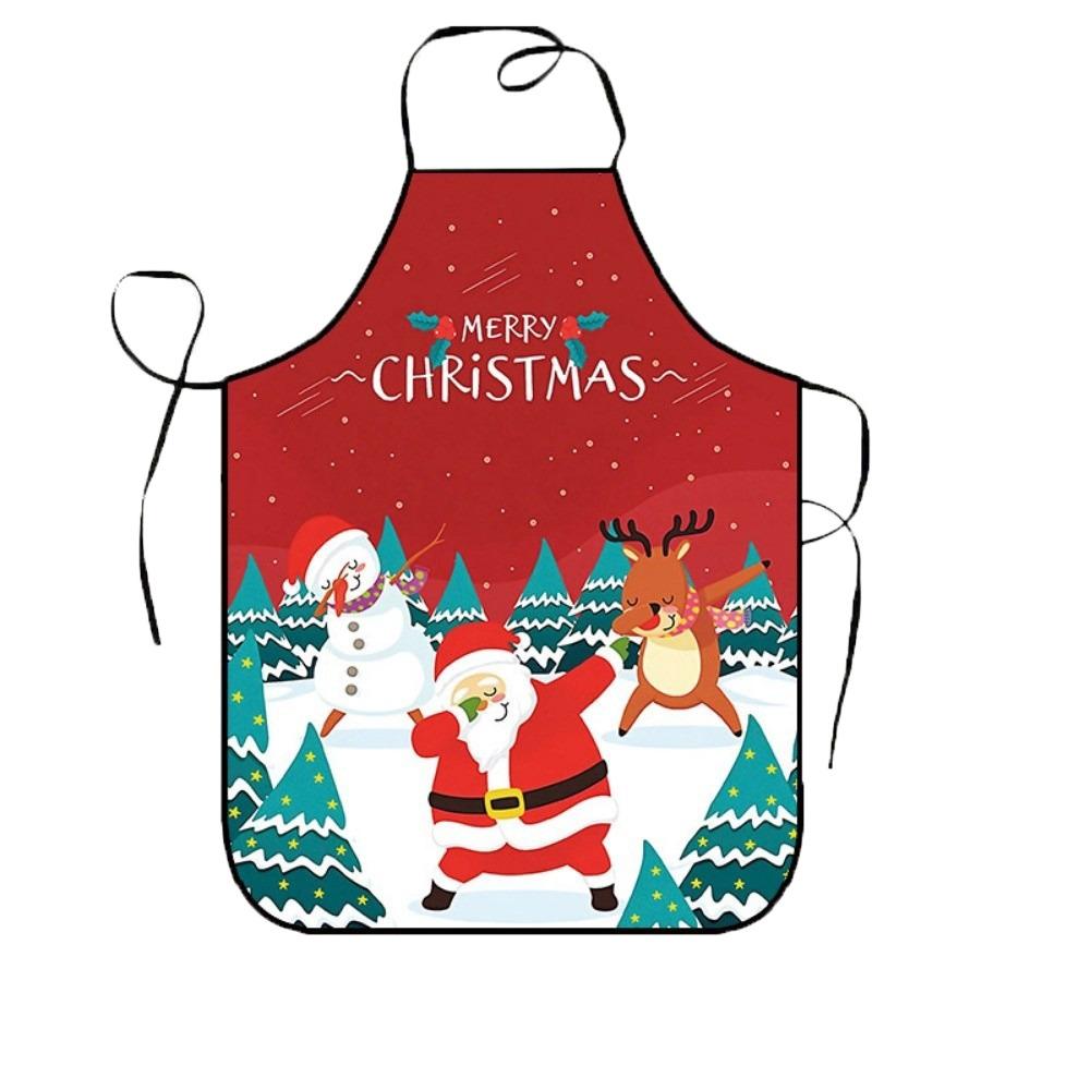 Snowman Christmas Santa Claus Apron Reindeer Waterproof Waist Apron Xmas Tree Stain-Resistant Kitchen Baking Apron Kitchen