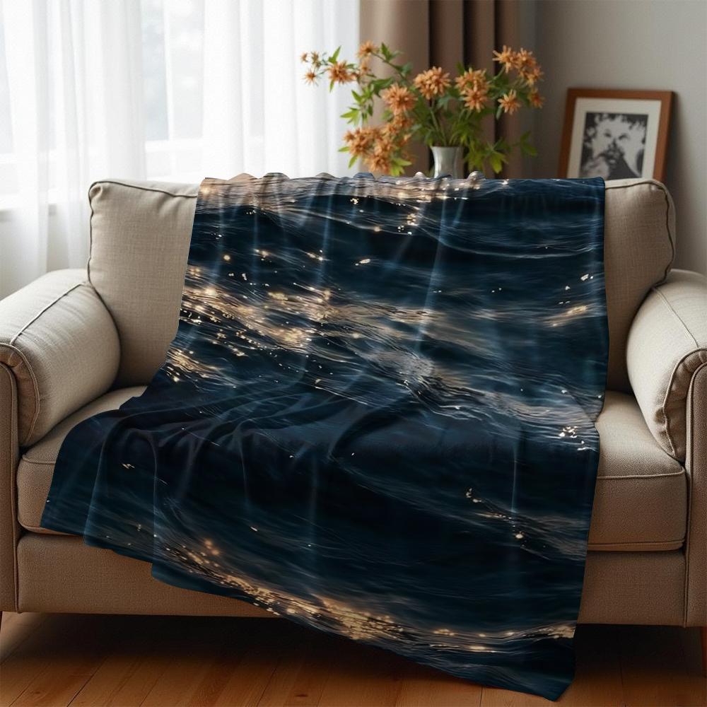Sun Glitter Deep Sea Soft Flannel Blanket Breathable Warm Throw for Office Car Sofa Kids Room Birthday Xmas Gift