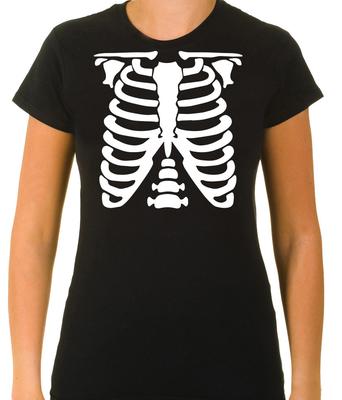 Klatka piersiowa, zdjęcie rentgenowskie Biały/Czarny Damski T-shirt z rękawem 3/4 G062