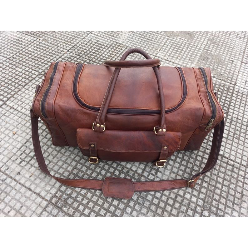 Handmade Leather Duffle Bag: Travel Weekender