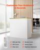 Reception Desk, 127.5cm Rectangular Front Counter Table, Modern Office Reception Desk with Light Strip, 3 Drawers & Storage Cabinets, Retail Counter