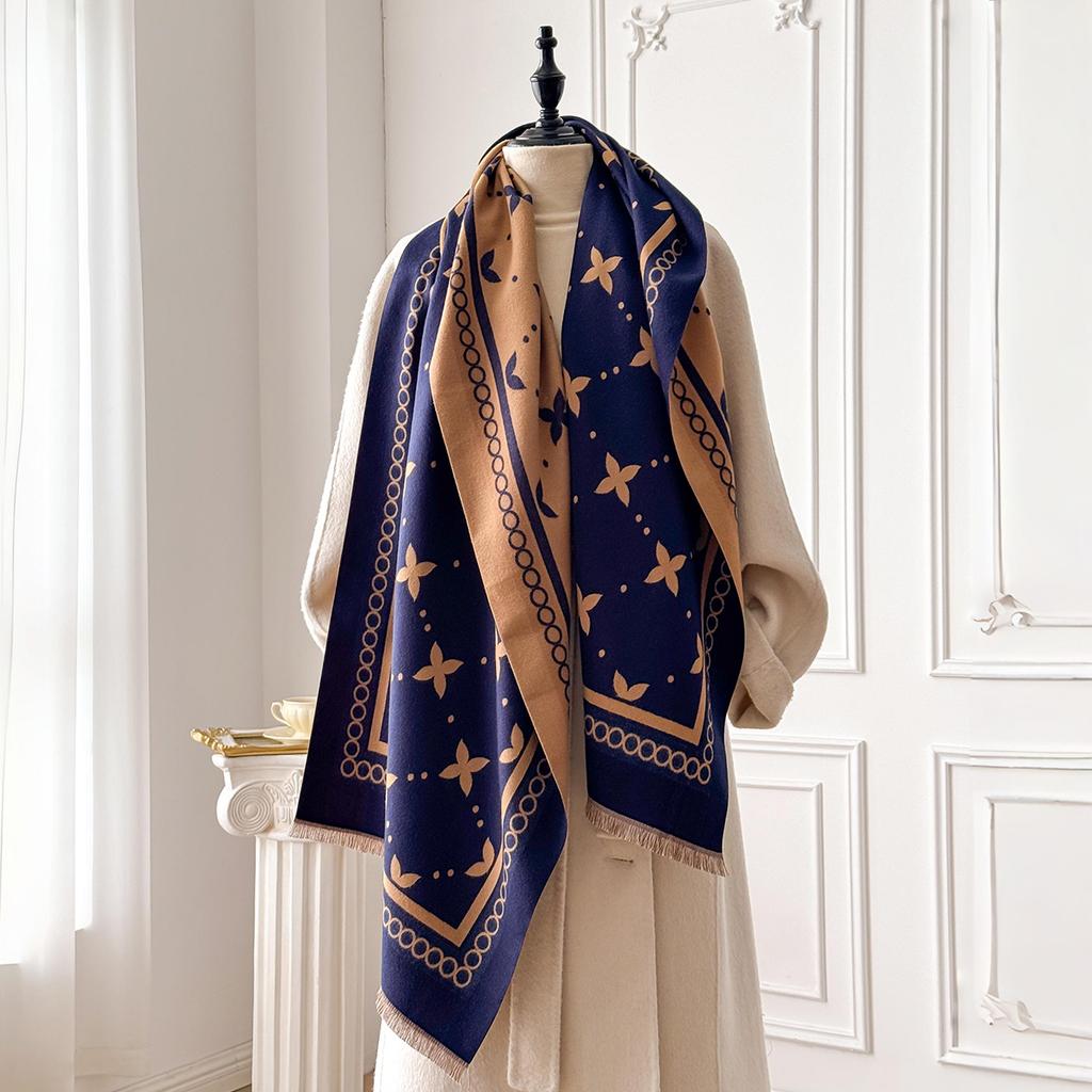 Elegant Ladies' Jacquard Pashmina Cashmere Scarf Winter Thick Warmth Two-Sided Shawl Coldproof Windproof Blanket Scarf