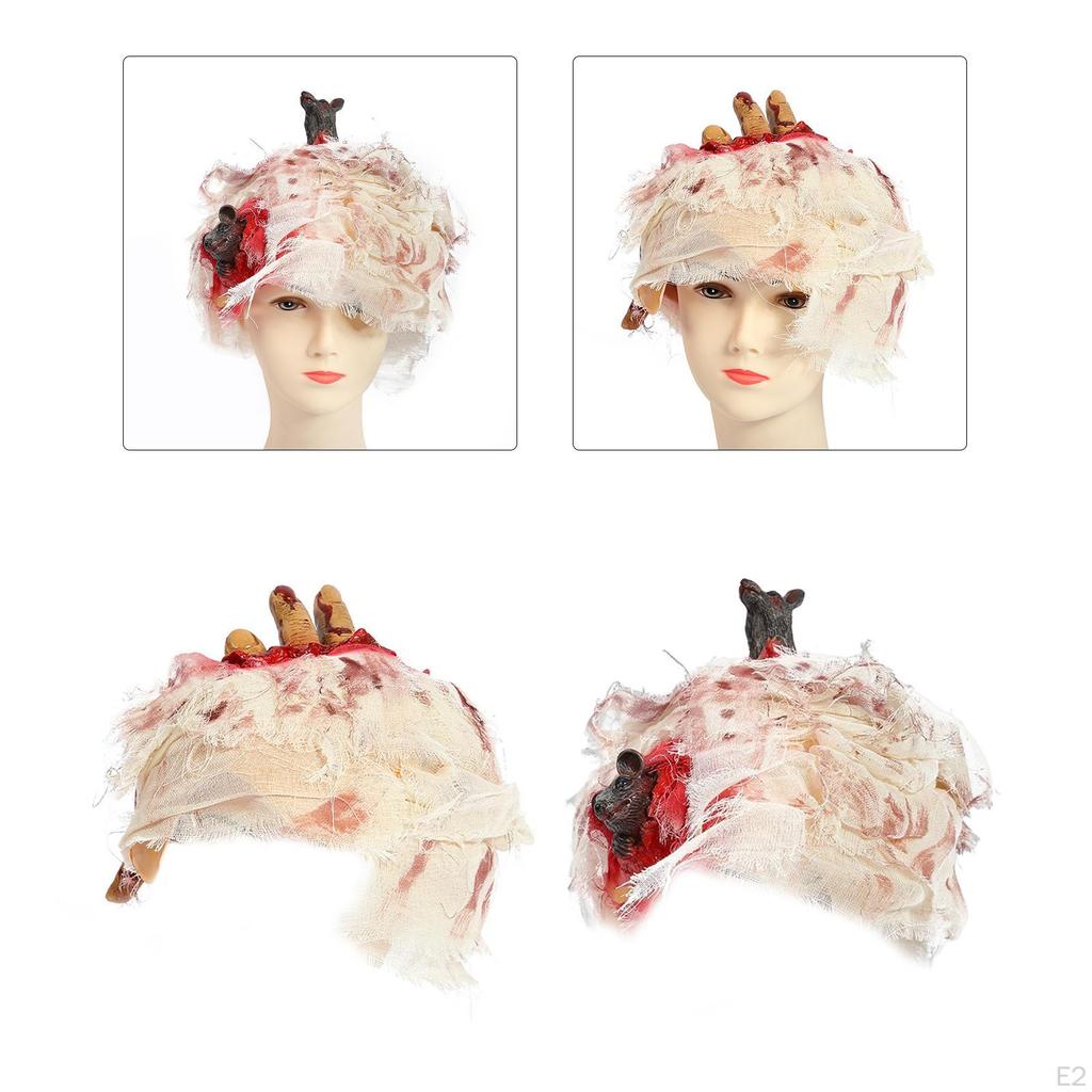 Halloween Latex Horror Bleeding Gauze Cap Accessory Decoration Cosplay Evil Clown Challenge Games