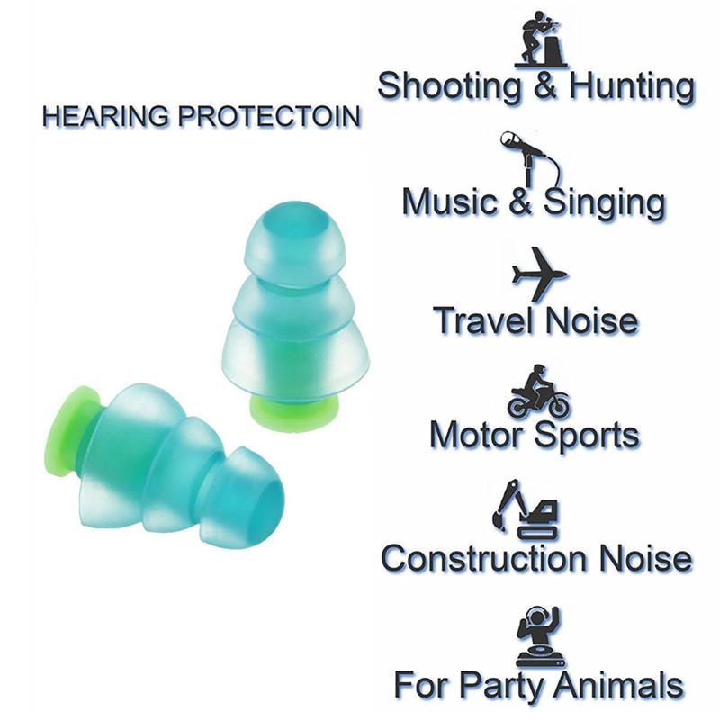 1 Pair Silicone Noise Cancelling Hearing Protection Earplugs For Concerts Musician Motorcycles Reusable Silicone Ear plugs