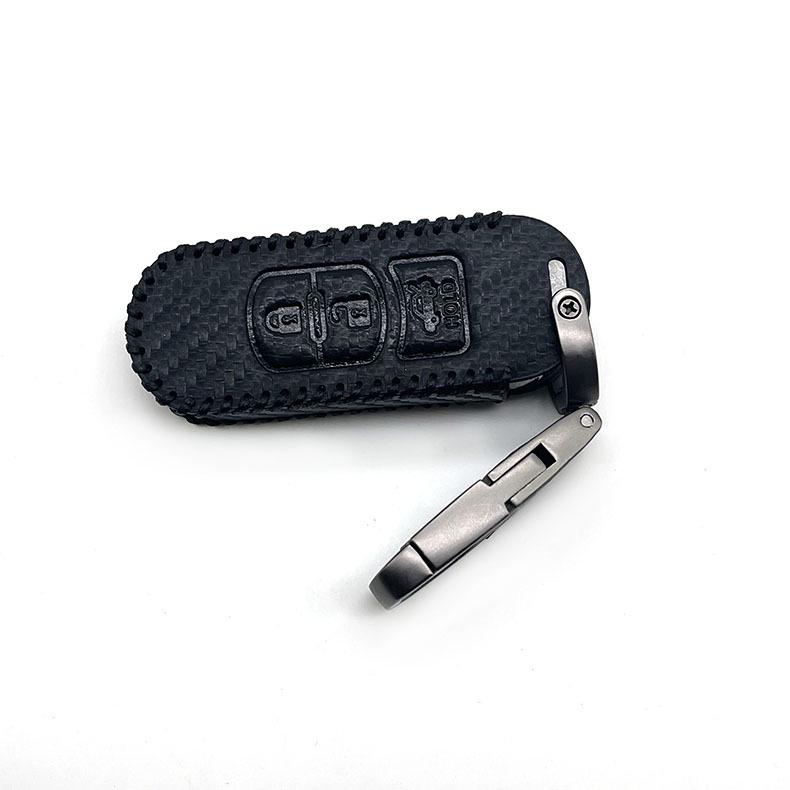 Mazda Axela/Atenza Carbon Fiber Leather Key Case with Chain