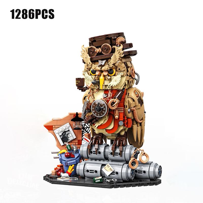 Creative 1286Pcs Magic Mechanical Detective Owl Building Blocks Ornaments Home Decoration MOC Assembly Bricks Toys Children Gift