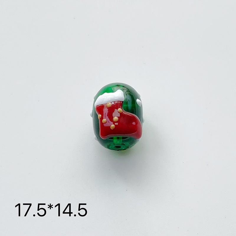 DIY Christmas Oval Hand-Painted Glass Beads: Tree, Old Man & Snowman Bracelet Set