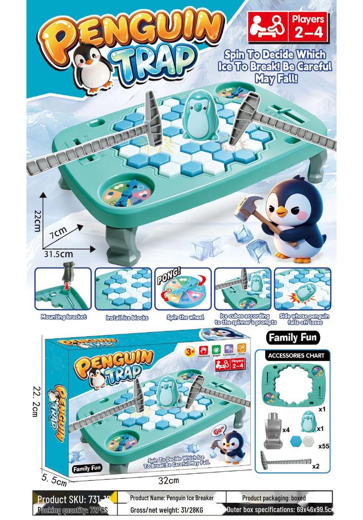 Douyin-Inspired Children's Penguin Strike Tabletop Game