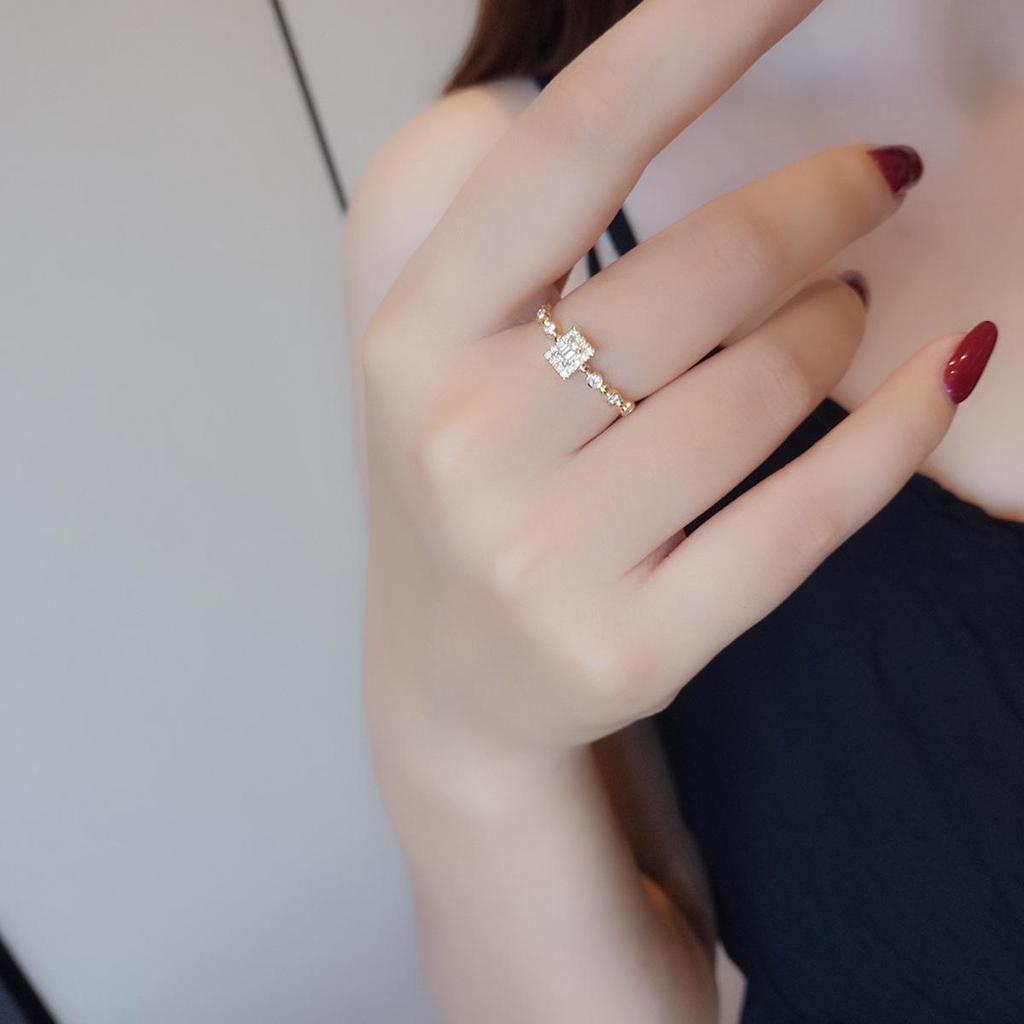 Red Elk Full Body s925 Sterling Silver Square Band Light Luxury Versatile Pinky Ring for Women - Plus Size Available