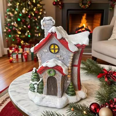 Weihnachten Schnee bedeckte Haus Ornamente Kreatives Harz Haus Kunstware Tischplatte Feiertagsdekor