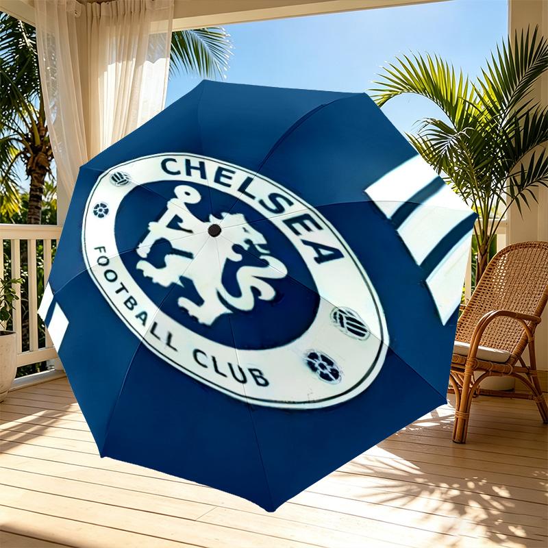 Football F Print Automatic Open Close Umbrella, Portable Foldable Umbrella, for Outdoor Commute Camping Trip, Ideal Birthday Gift