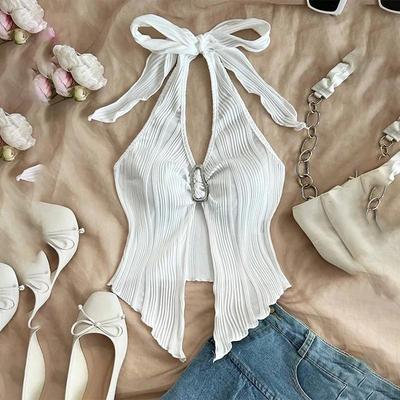 Tank Top Phumee Halter Metal V-neck A2414