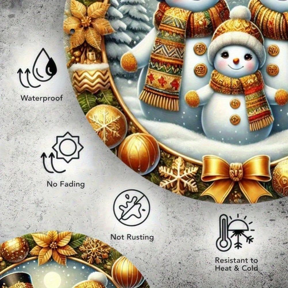 1pc 7.87x7.87 inch Aluminum Metal Sign, Snowman Family Print, Round Tin Wall Art 20.32 cm, Festive Holiday Decor for Bar Cafe Club
