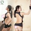 Open Breast Backless Bodycon Mini Dress Sexy Women Cupless Stretchy Sleeveless See Through Lingerie Oil Glossy Shiny Clubwear