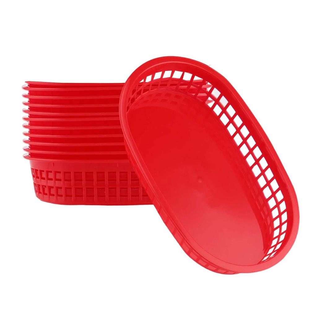 Oval Raceway Basket Large Plastic Food Tray for Parties Deli Sandwiches Fries Serving Set of