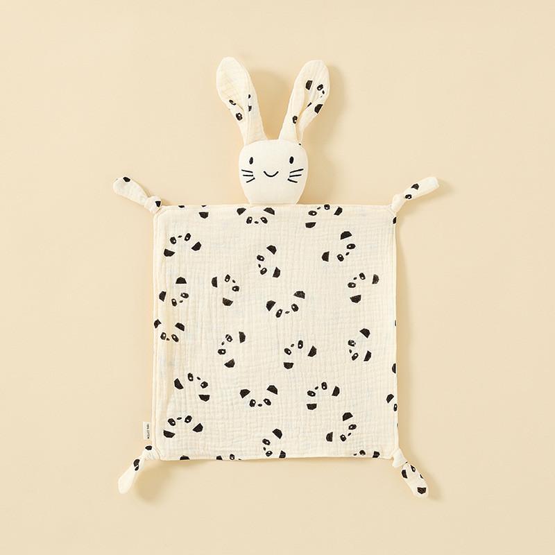 Baby Animal Cotton Swaddle With Plush Rabbit Toy For Sleep And Comfort