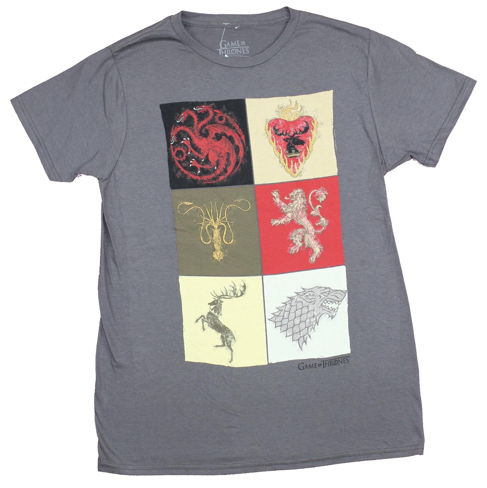Game of Thrones Mens T-Shirt - Six Boxed Colorful House Sigils M