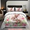 Rabbit 3D Printing Three-Piece Home Textile Bedding Quilt Cover Pillowcase