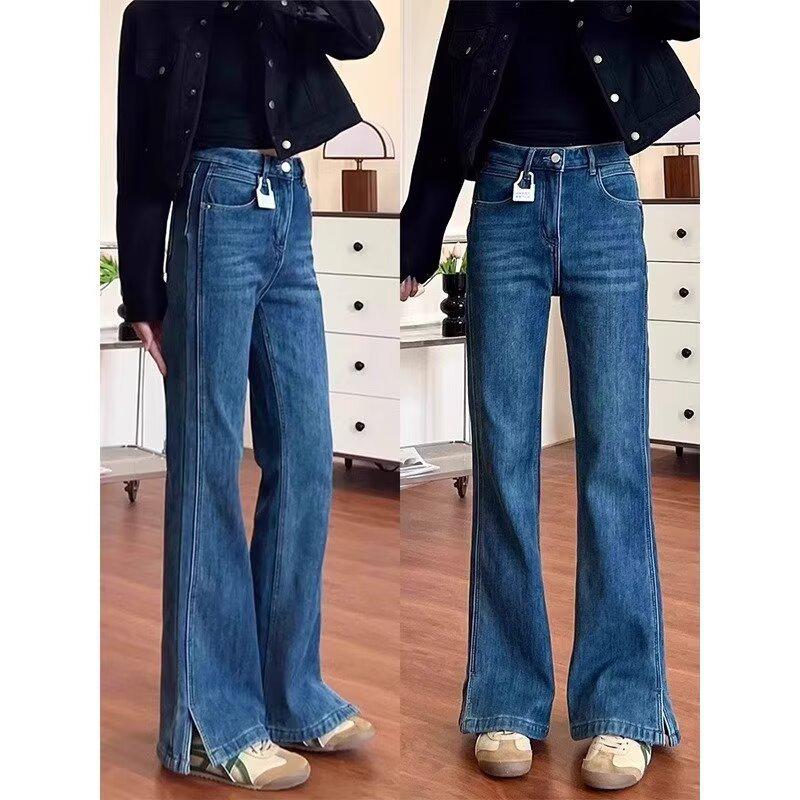 

Women s Plus Size Elastic Slim Fit Flared Jeans - Versatile and Stylish Bell Bottoms Winter 2025 Small темно-синього кольору