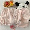 Cute Pink Grid Short-Sleeved Pajamas Women'S Summer Cloud Cotton Three-Piece Set Thin Loungewear