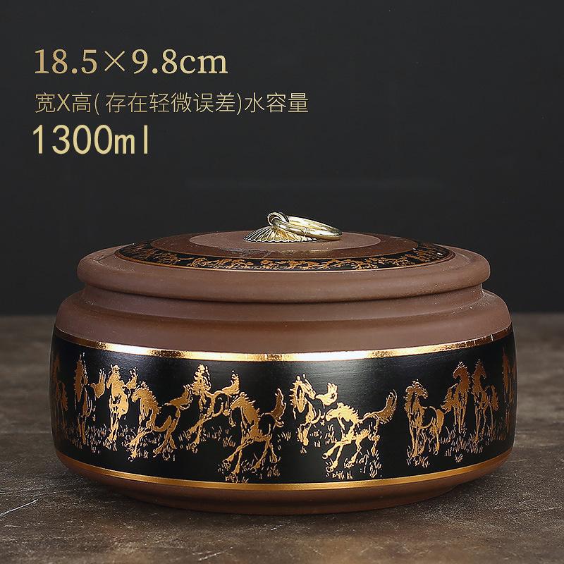 Creative Gold Plated Stripes Floral Ceramic Tea Jar Home Large Capacity Tea Sealed Storage Box Household Food Jar Container Home