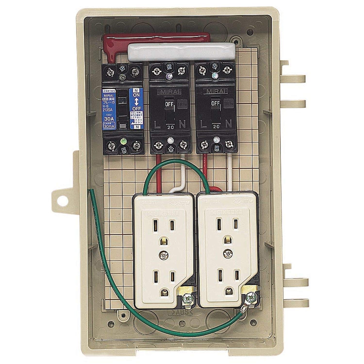

Mirai Industry Outdoor Power Temporary Box with Built-in Ground Fault Circuit Breaker, Branch Breaker, and Outlet, ELB Assembly, 2A-2C