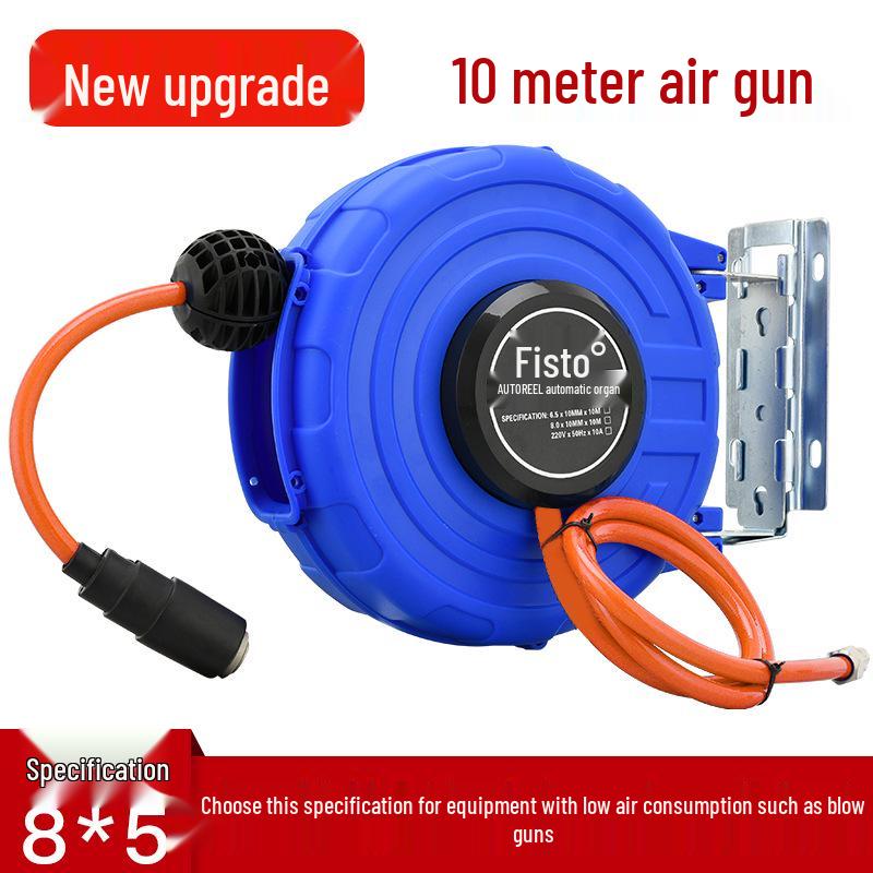 Retractable Air Hose Reel with 12*8MM Braided PU Hose for Pneumatic Tools and Car Detailing