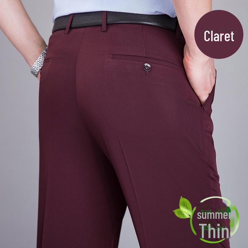 Men's Summer Mulberry Silk High-Waist Loose White Trousers