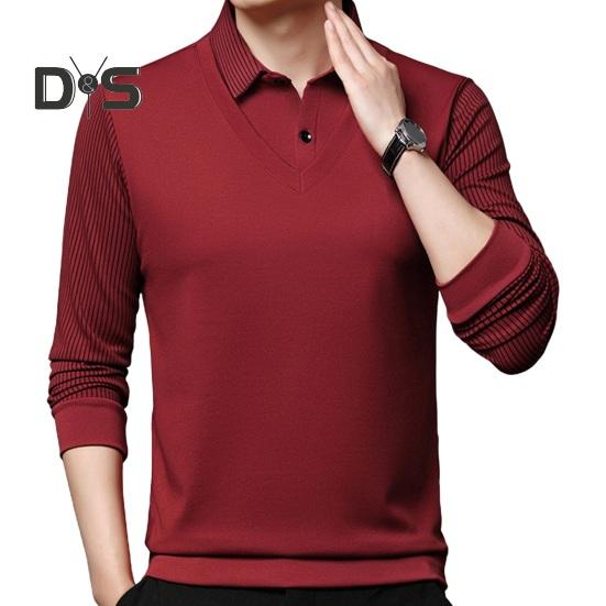 

Мужская рубашка осень-зима из двух частей с отложным воротником и плюшевой подкладкой, официальная рубашка в деловом стиле для мужчин среднего возраста, офисная рабочая одежда для отцов M вино красного