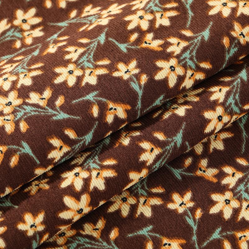 New corduroy fabric Small floral women's fashion casual wear material printed corduroy nylon polyester fabric DIY handmadesewing