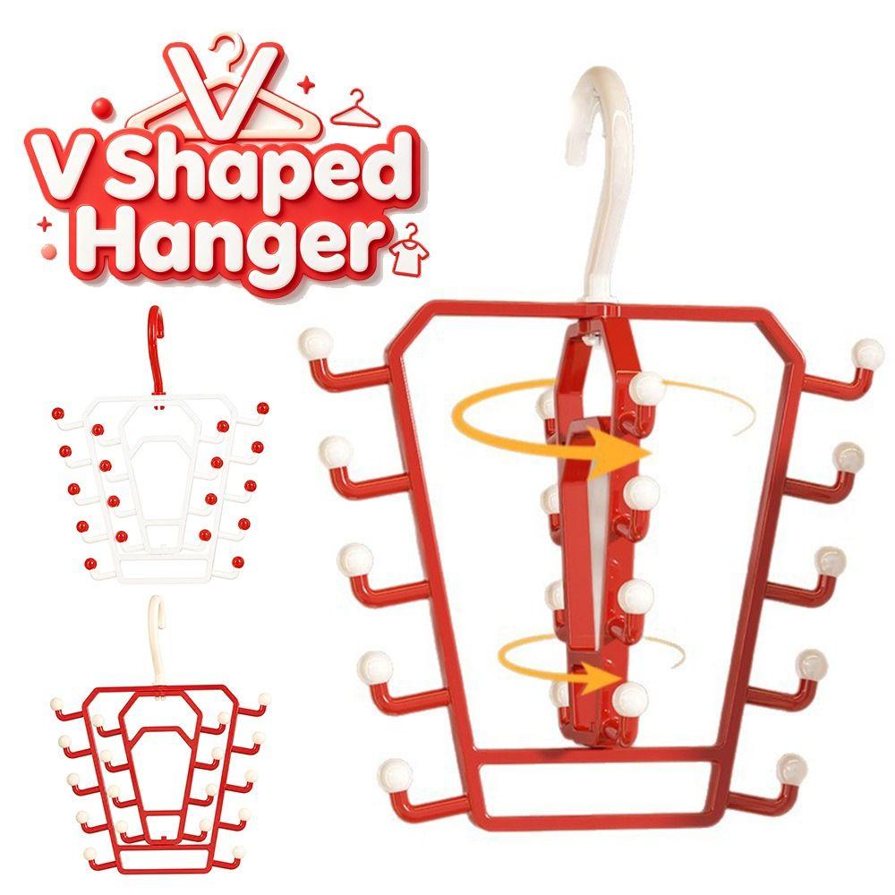 Wall Mounted V Shaped Hanger Rotatable Multi Hook Organizer Portable Double Sided Hanger
