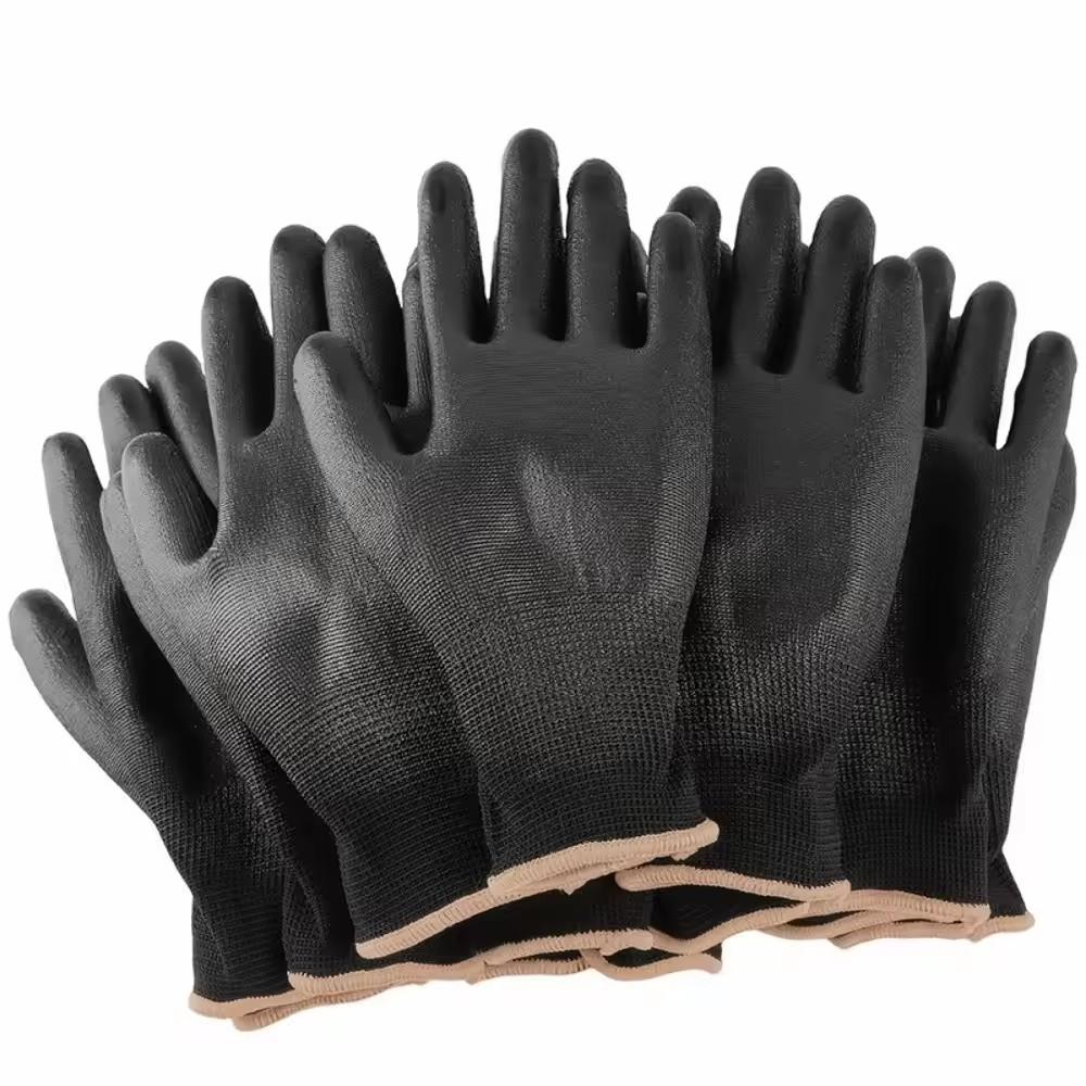 12 Pairs of Anti-static PU Work Gloves Neutral Safe Anti Slip Breathable Durable Coating Nylon Gloves Camping Lock Edge