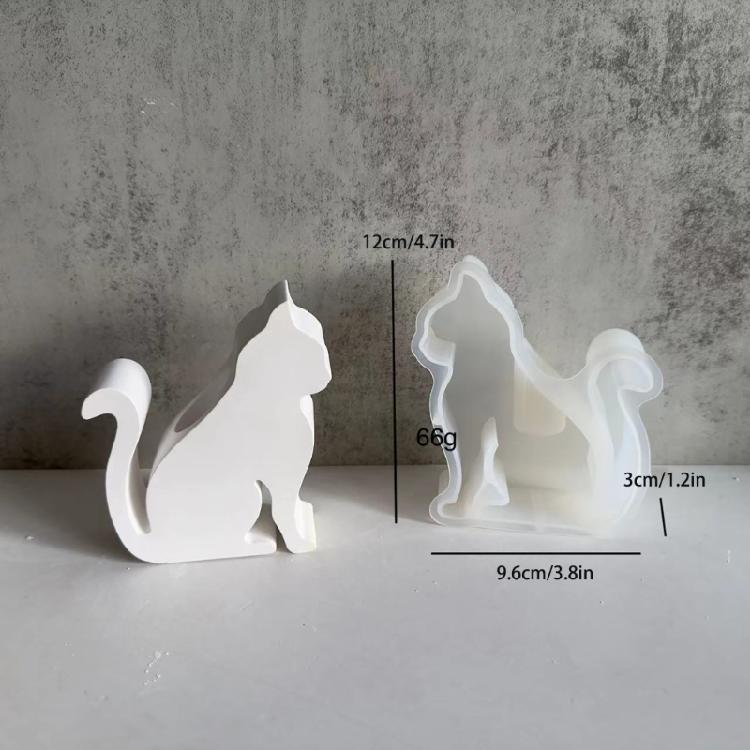 Candle Holder Creating Silicone Mold Resin Cat Shaped Candlestick Mold