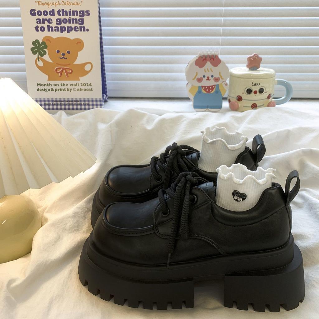 Damen Plateau-Erhöhung Explosions-Loafer 2025 neu Herbst und Winter Britischer Stil kleine Lederschuhe Damen Schwarz Mary Jane Einzelne Schuhe