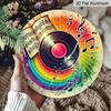 2D Flat - 1pc Vintage Round "Music Film" Metal Sign - Aluminum Wall Art with Vinyl Record & Musical Notes Design, Colorful Retro Decor for Garage