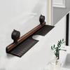 Walnut Suction Cup Bathroom Shelf No Drilling Faucet Organizer Rack Over Faucet Sink Rack for Bathroom