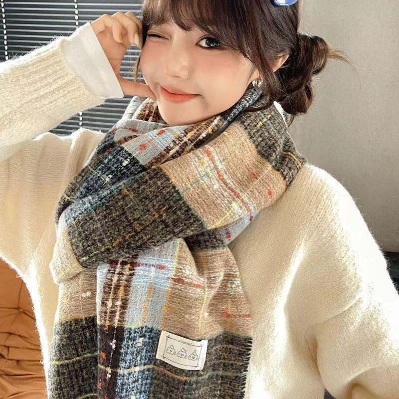 Scarf Men's Winter New Versatile Korean Version Plaid Scarf Women Give Boyfriend Gifts Couple Scarf To Keep Warm