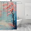 1pc Cherry Blossom Shower Curtain - Light Pink Floral, Serene River & Autumn Leaves, Hand Wash, Modern Bathroom Decor