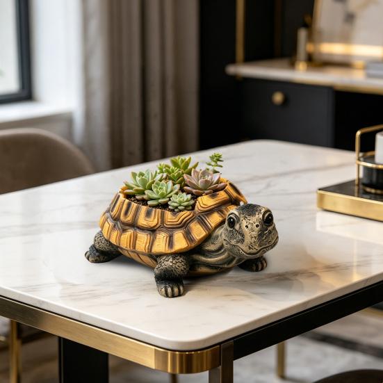 Resin Turtle Planter Pot Indoor Outdoor Tortoise Succulents Herb Plants Flower Pot Container Home Balcony Garden Decoration