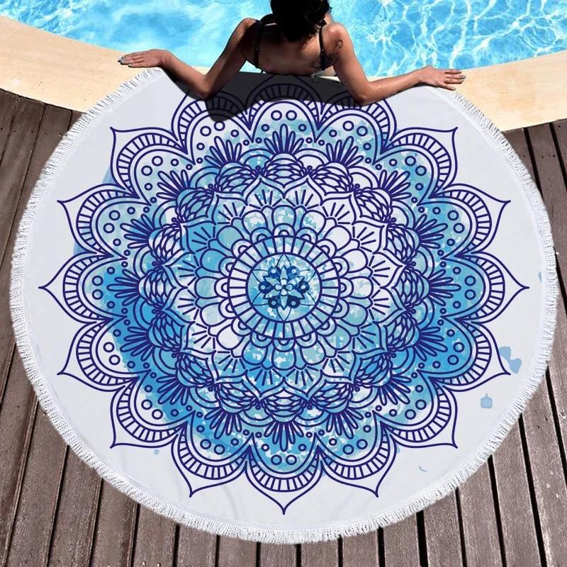 Beach Leisure Resort Creative Beach Towel Microfiber Round Swimming Towel Mandala Yoga Mat Adult Large Round Bath Towel