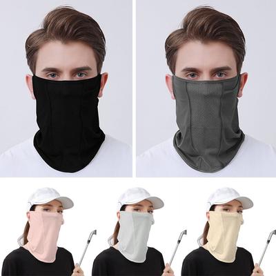 Mascarilla de Seda Helada Protección Solar Verano Protector Solar Babero Color Sólido Protector Solar Bufanda Facial Malla Transpirable Bufandas Faciales Cobertor para Cuello