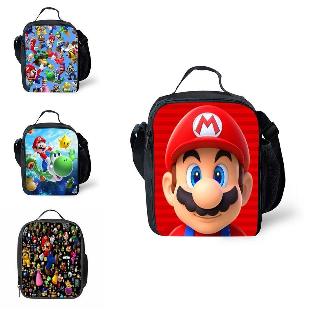 Super Mario Kids Insulated Lunch Bag Durable Oxford School Travel Picnic Bag
