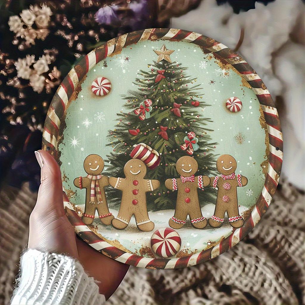 Gingerbread Paradise Sweet Christmas Vibes X Vintage Aluminum Wall Sign for IndoorOutdoor Decor Perfect for Home Cafe
