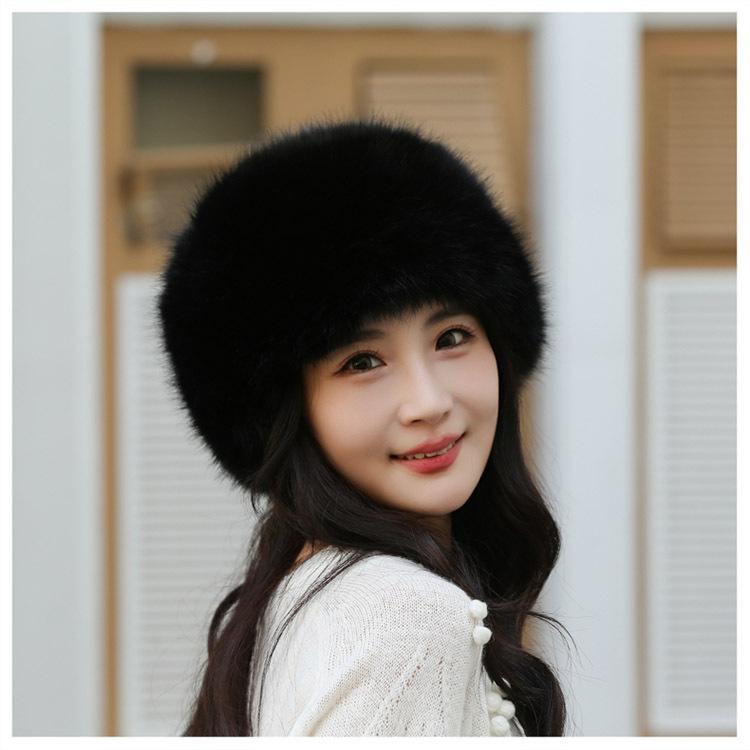 Autumn and Winter New Imitation Mink Hat Women's Mongolian Hat Thickened Warm Hat Women's Imitation Fur Fashion Simple Bucket Hat