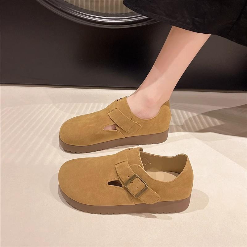 Women's Single Shoes Spring New Maillard Fashion Versatile One-pedal Soft-soled Beanie Shoes