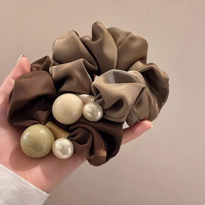 Elegantes Perlen Großdarm Scrunchie für Frauen Süßer Haarschmuck Einfaches elastisches Haarband Haargummi Mode Haaraccessoires