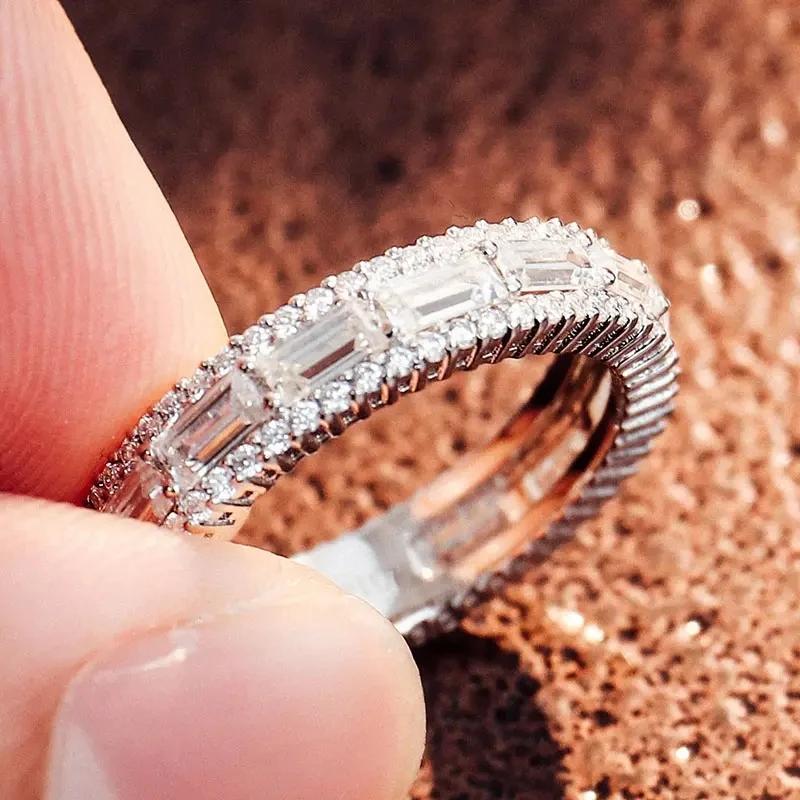 Huitan Fashion Brilliant Cubic Zirconia Female Rings Simple Stylish Finger Accessories All-matching Exquisite Wedding
