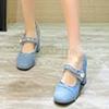 Women's Vintage Chunky High Heels Woman Sandals Back Strap Denim Heels Summer Shoes Designer High Heel Shoes For Women