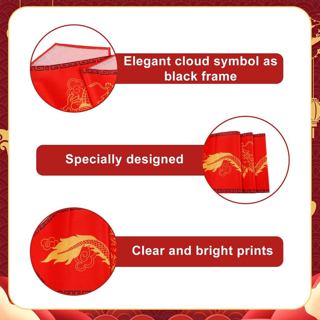 Dragon Tablecloth Asian Table Runner - 6ft x 12.99" Red Chinese Table Cover for Spring Festival Party, Kitchen, New Year Decoration